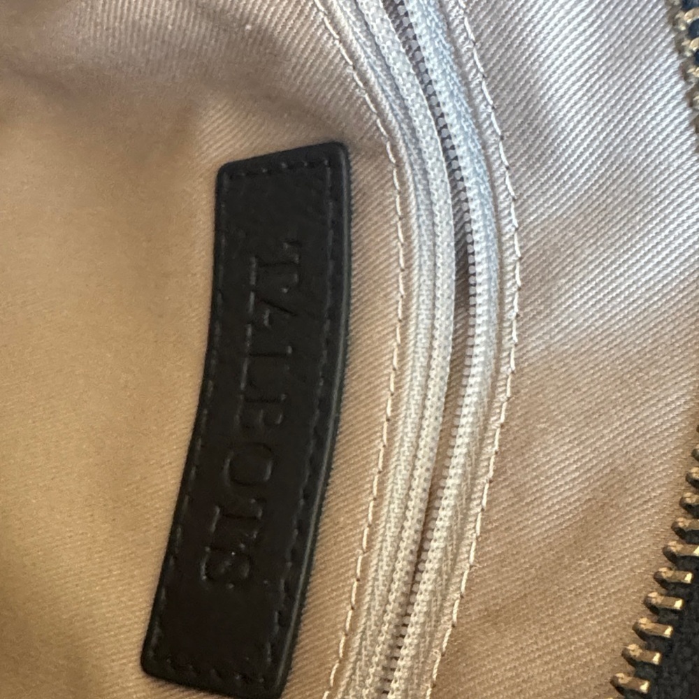 Talbots Leather Black Classic Round Mini Handle Bag with Gold Accents - Picture 7 of 9